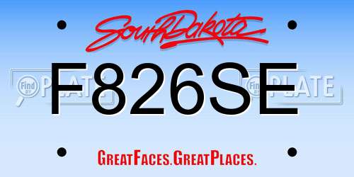 F826SE South Dakota License Plate