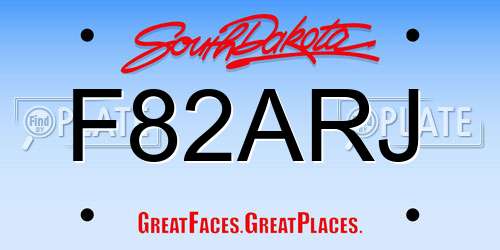 F82ARJ South Dakota License Plate