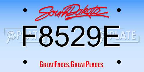 F8529E South Dakota License Plate