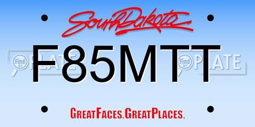 F85MTT South Dakota License Plate