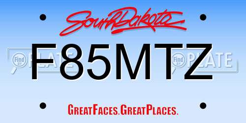 F85MTZ South Dakota License Plate