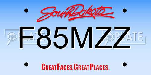 F85MZZ South Dakota License Plate