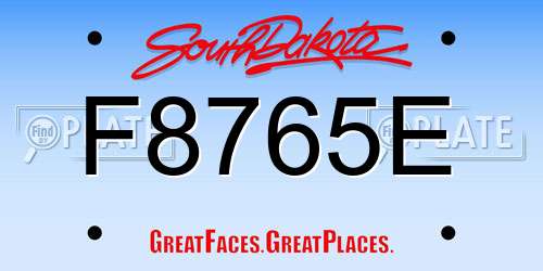 F8765E South Dakota License Plate