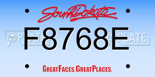 F8768E South Dakota License Plate