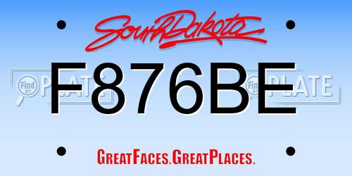 F876BE South Dakota License Plate