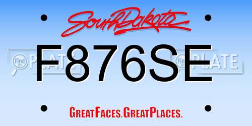 F876SE South Dakota License Plate