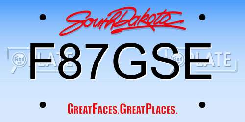 F87GSE South Dakota License Plate