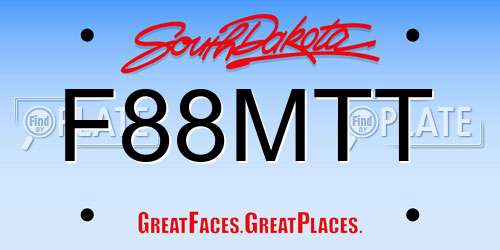 F88MTT South Dakota License Plate