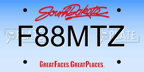 F88MTZ South Dakota License Plate