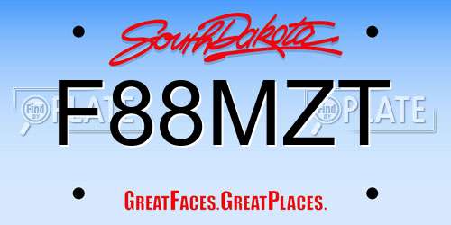F88MZT South Dakota License Plate