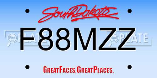 F88MZZ South Dakota License Plate