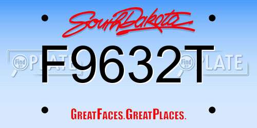 F9632T South Dakota License Plate
