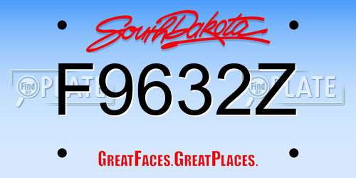 F9632Z South Dakota License Plate