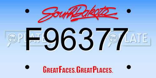F96377 South Dakota License Plate