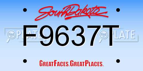 F9637T South Dakota License Plate