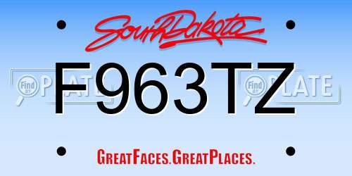 F963TZ South Dakota License Plate