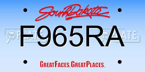 F965RA South Dakota License Plate