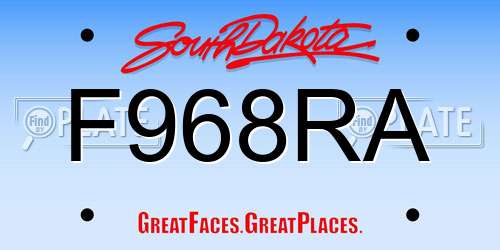 F968RA South Dakota License Plate