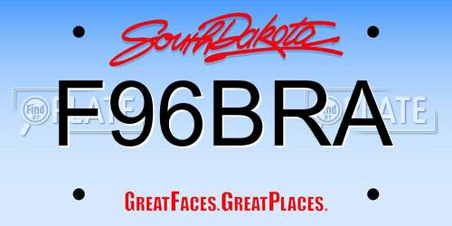F96BRA South Dakota License Plate