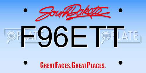 F96ETT South Dakota License Plate