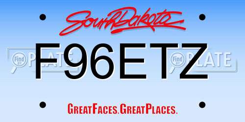 F96ETZ South Dakota License Plate