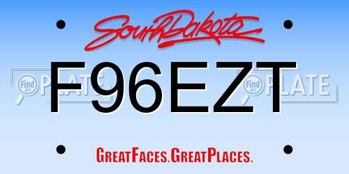 F96EZT South Dakota License Plate