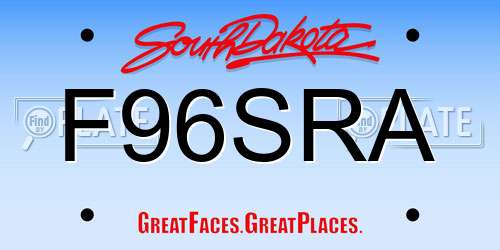 F96SRA South Dakota License Plate