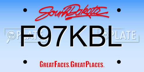 F97KBL South Dakota License Plate