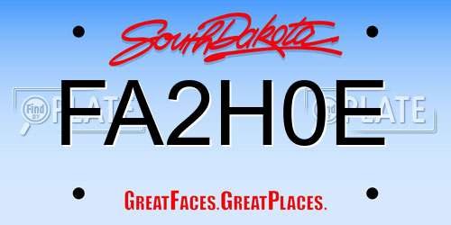 FA2H0E South Dakota License Plate
