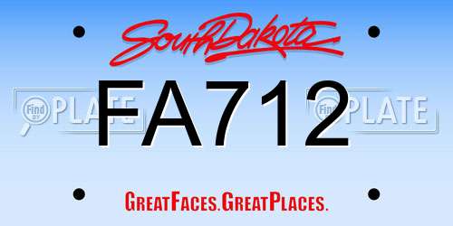 FA712 South Dakota License Plate