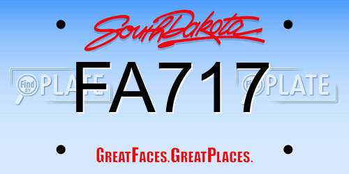 FA717 South Dakota License Plate