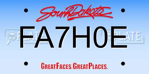 FA7H0E South Dakota License Plate