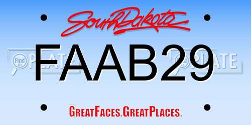 FAAB29 South Dakota License Plate