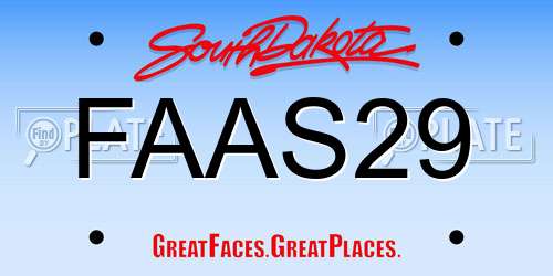 FAAS29 South Dakota License Plate