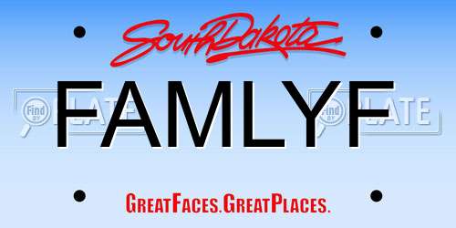 FAMLYF South Dakota License Plate