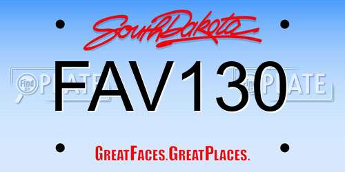 FAV130 South Dakota License Plate