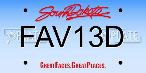 FAV13D South Dakota License Plate