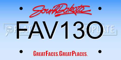 FAV13O South Dakota License Plate