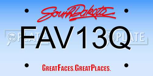 FAV13Q South Dakota License Plate