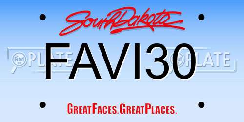 FAVI30 South Dakota License Plate