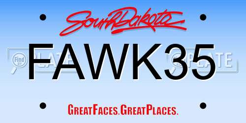 FAWK35 South Dakota License Plate