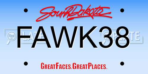FAWK38 South Dakota License Plate