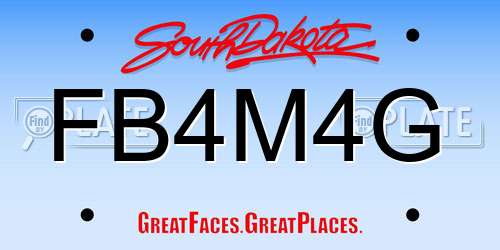 FB4M4G South Dakota License Plate