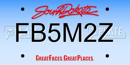 FB5M2Z South Dakota License Plate