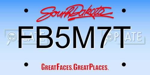 FB5M7T South Dakota License Plate