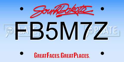 FB5M7Z South Dakota License Plate