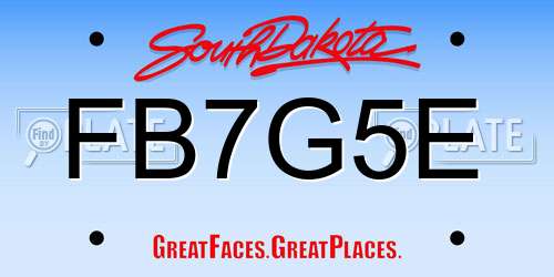 FB7G5E South Dakota License Plate