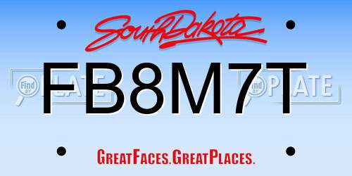 FB8M7T South Dakota License Plate