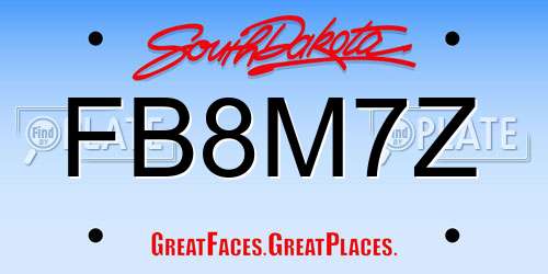 FB8M7Z South Dakota License Plate