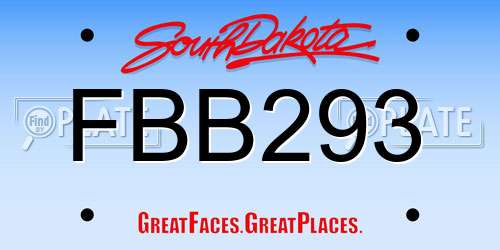 FBB293 South Dakota License Plate